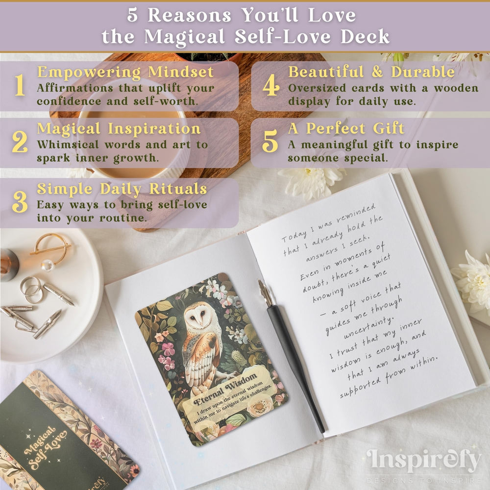 Inspirefy gift box with magnetic clamshell packaging offering elegant self-care inspiration.