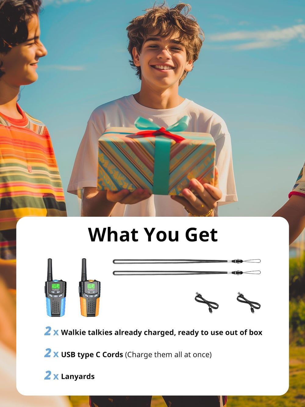 Inspireyes gift-ready walkie talkies ideal for birthdays or holidays.
