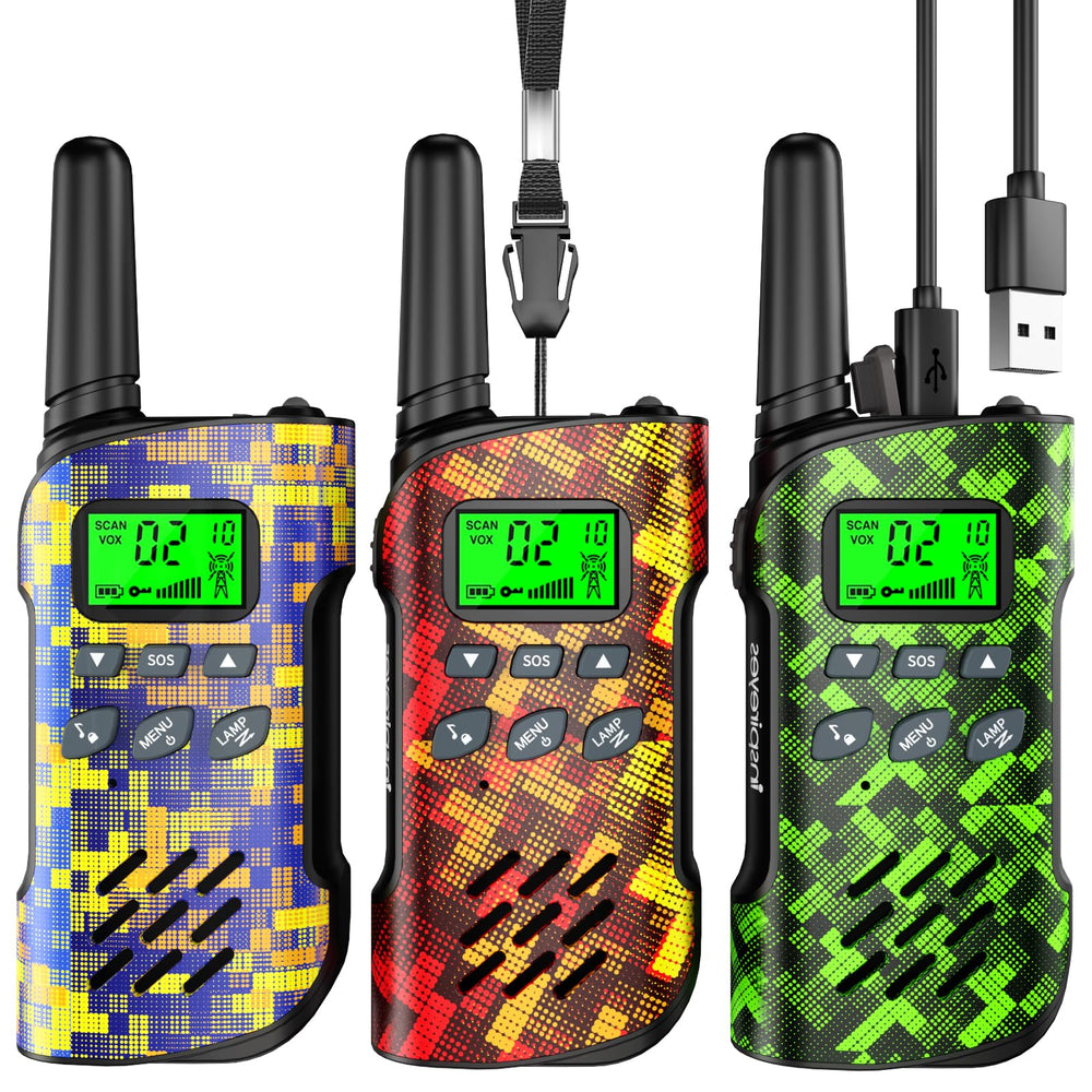 Inspireyes kids walkie talkie with rechargeable battery for extended play sessions.