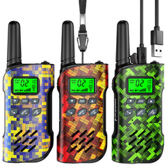 Inspireyes kids walkie talkie with rechargeable battery for extended play sessions.