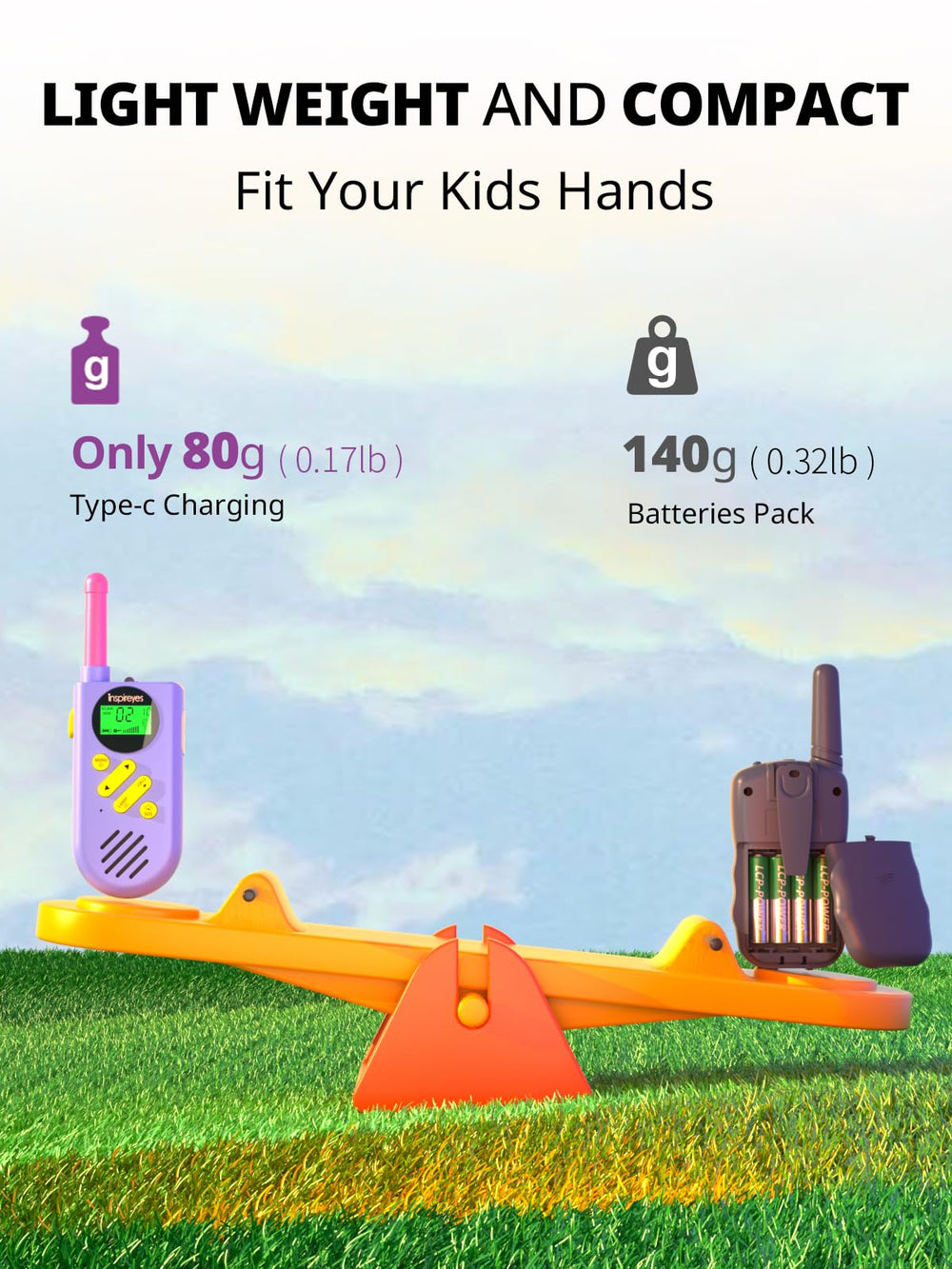 Inspireyes kids walkie talkies featuring VOX hands-free and wearables for bikes.