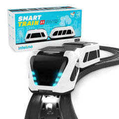 Intelino Smart Train Starter Engine shown for programmable play and early coding exploration.