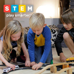 Intelino Smart Train Starter Multi-Level Rails demo showing expanded build options.