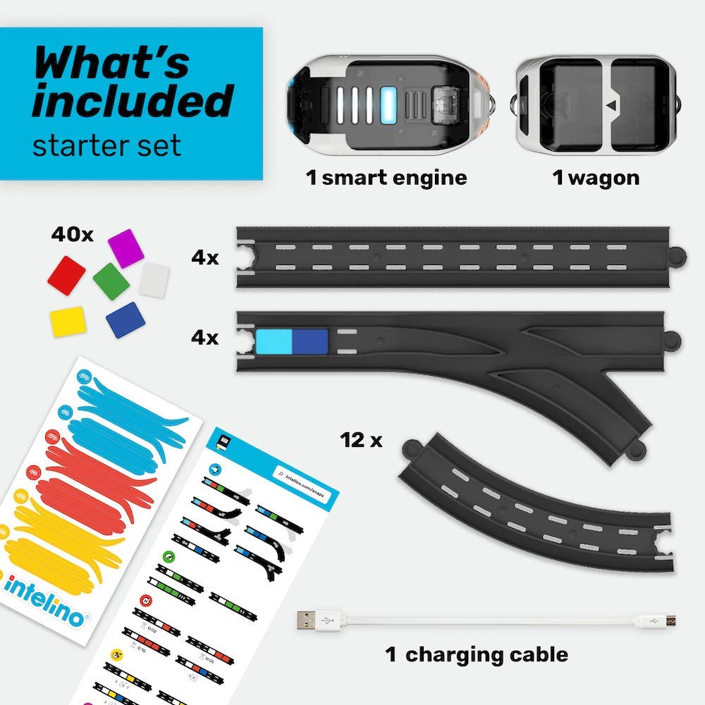 Intelino Smart Train Starter USB Cable ready for quick charging during play sessions.
