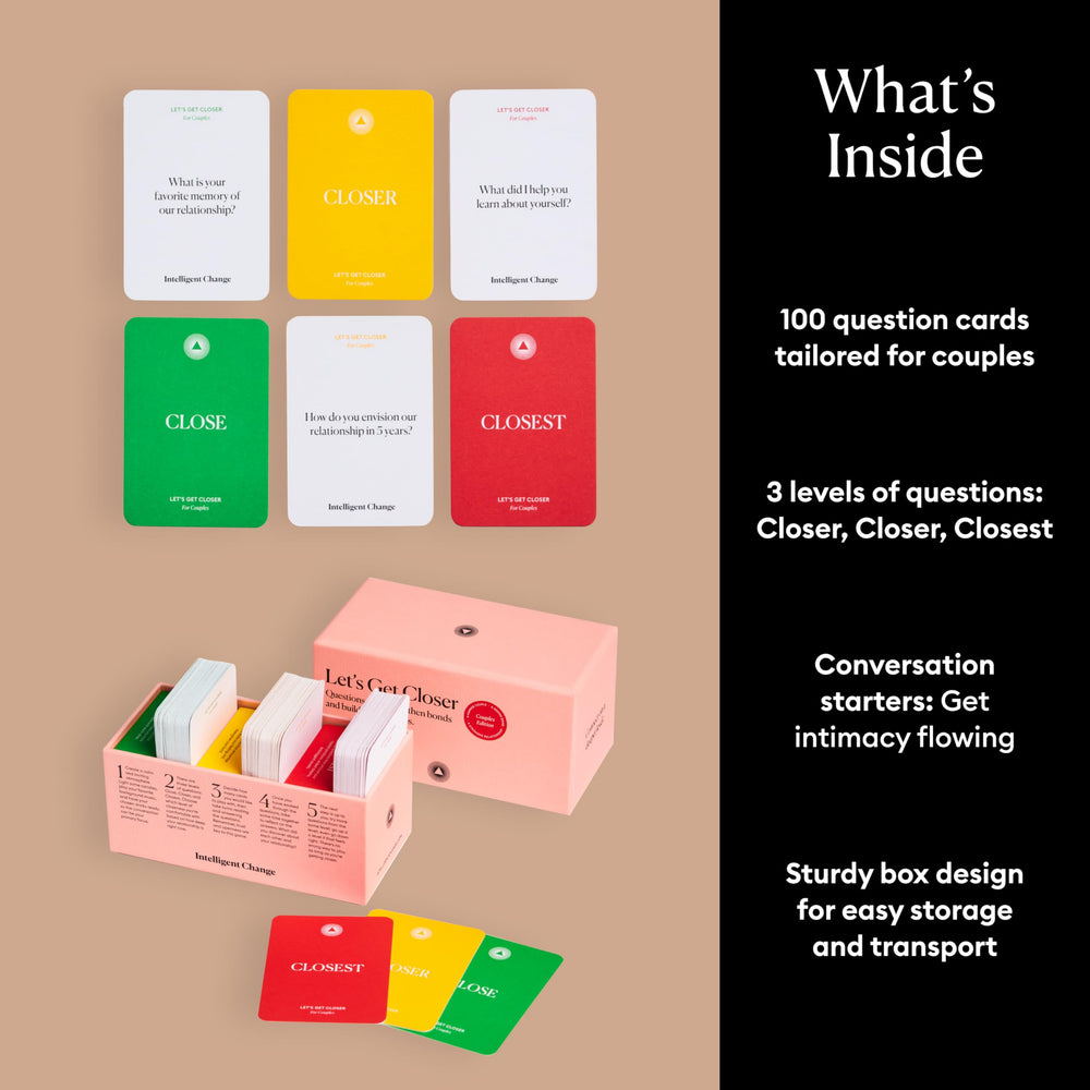 Intelligent Change date-night table cards on table inspire meaningful talks.