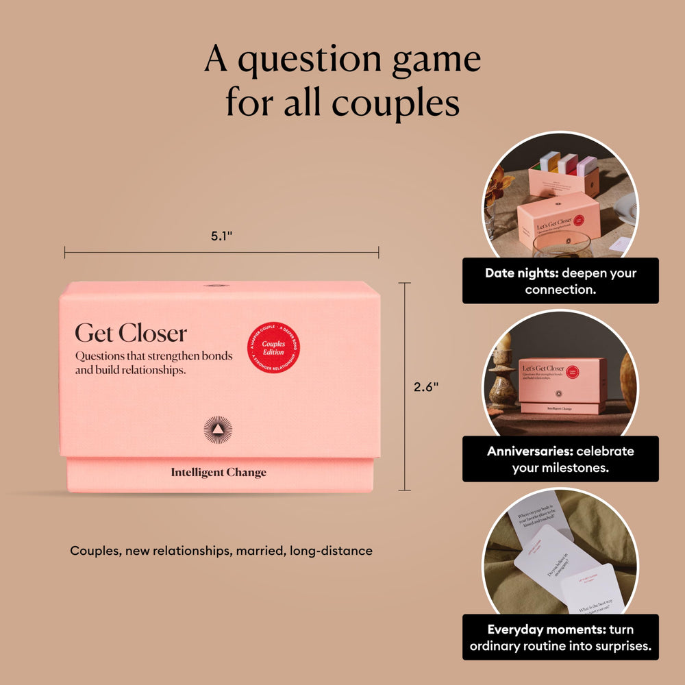Intelligent Change Get Closer card deck compact size for on-the-go dating.