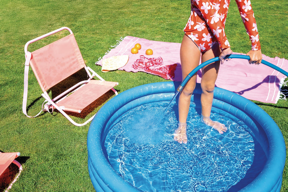 Intex Crystal Blue pool water depth view for safe toddler play.