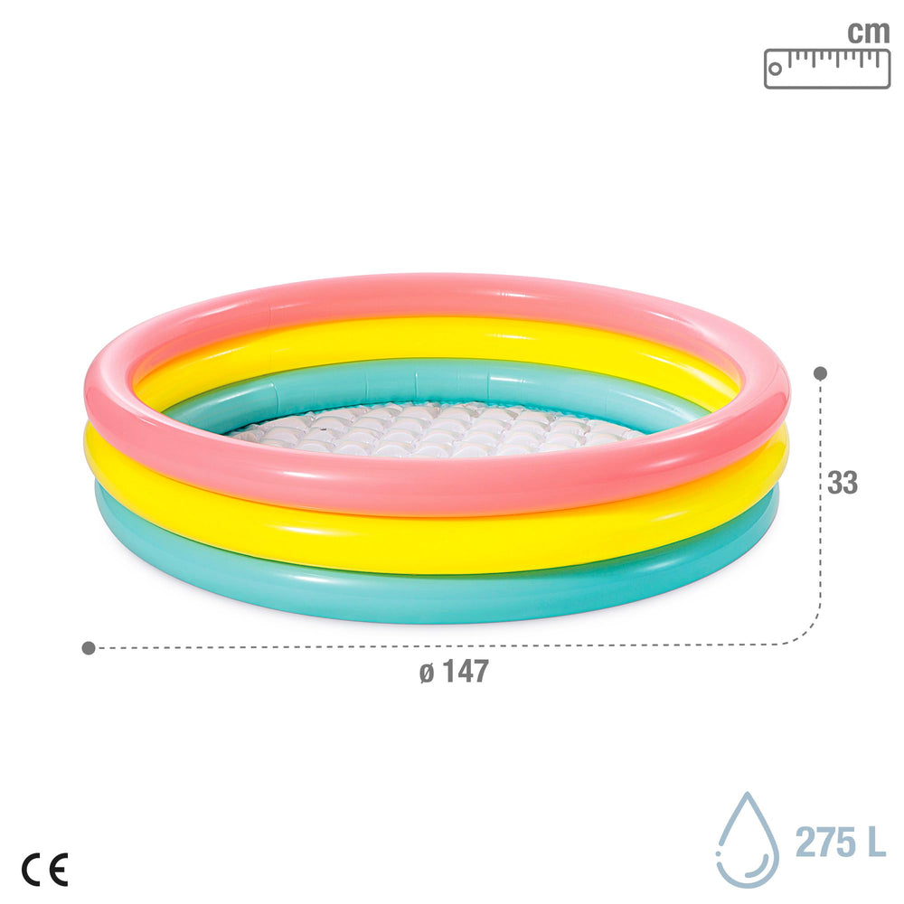 Intex Kiddie Pool Sunset Glow wall detail showing colorful rings