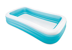 Intex Swim Center pool laid out to 120-inch length for easy setup on level ground