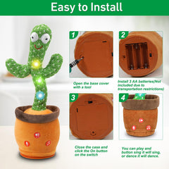Invasgi Dancing Talking Cactus Toy durable plush fabric for safe gentle play
