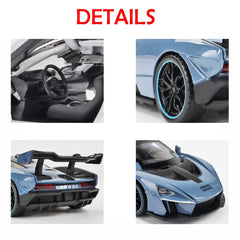 iPariser blue McLaren Senna toy interior detail, steering wheel visible