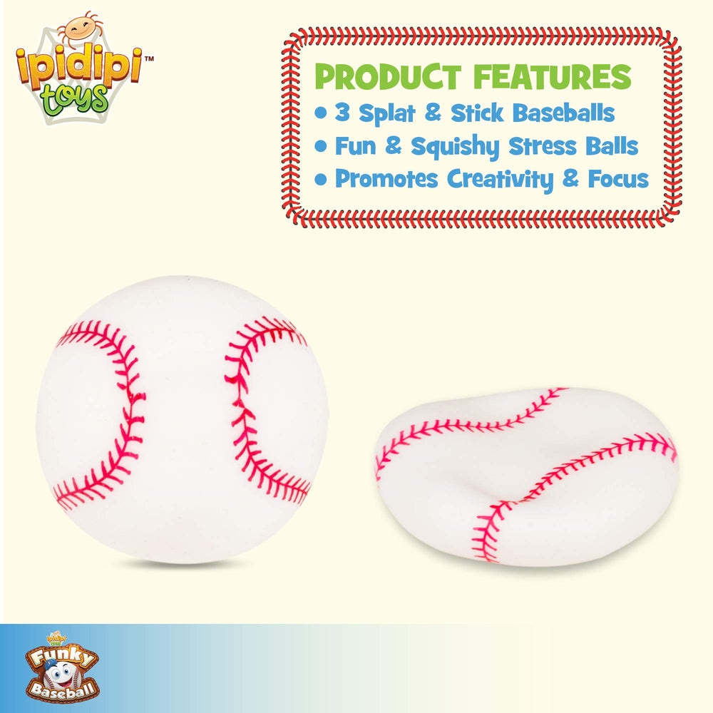 IPIDIPI TOYS baseball sticky texture closeup highlights tactile grip and satisfying squish.