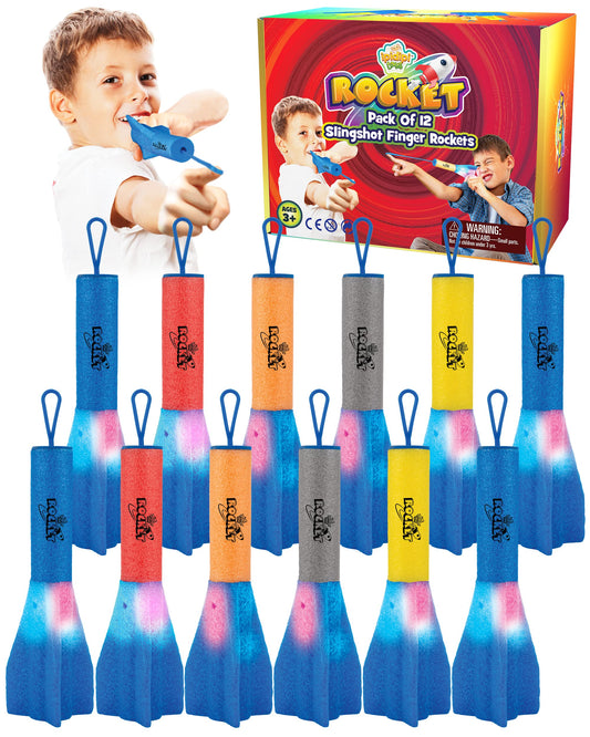 IPIDIPI TOYS Finger Rockets: pack of 12 foam launchers for quick backyard fun