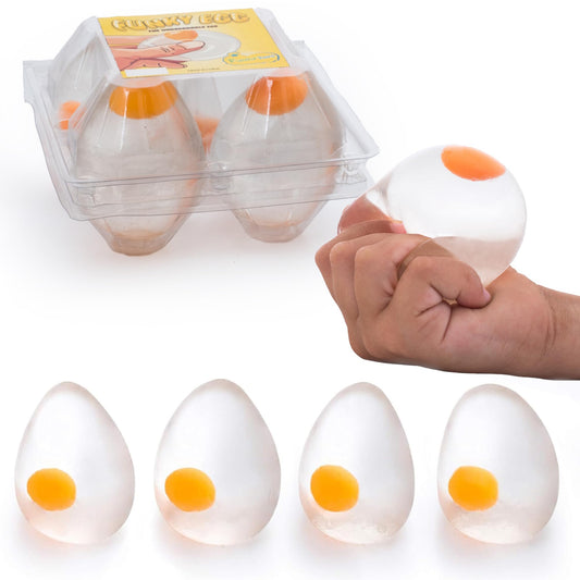 IPIDIPI TOYS Funky Egg Squishy Ball, clear yolk front view for tactile play
