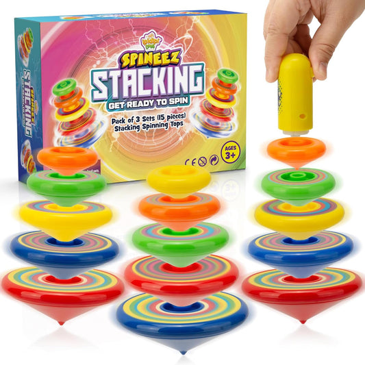 IPIDIPI TOYS Spineez stackable tops enable colorful, imaginative play.