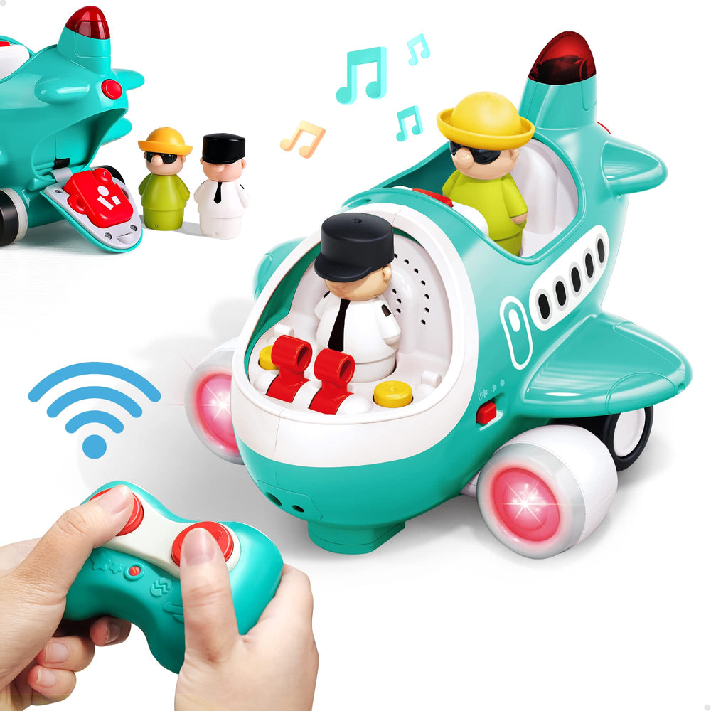 iPlay airplane toy front view with vivid colors stimulating exploration.
