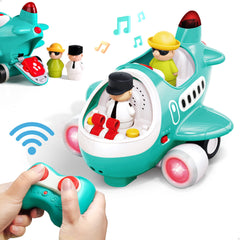 iPlay airplane toy front view with vivid colors stimulating exploration.