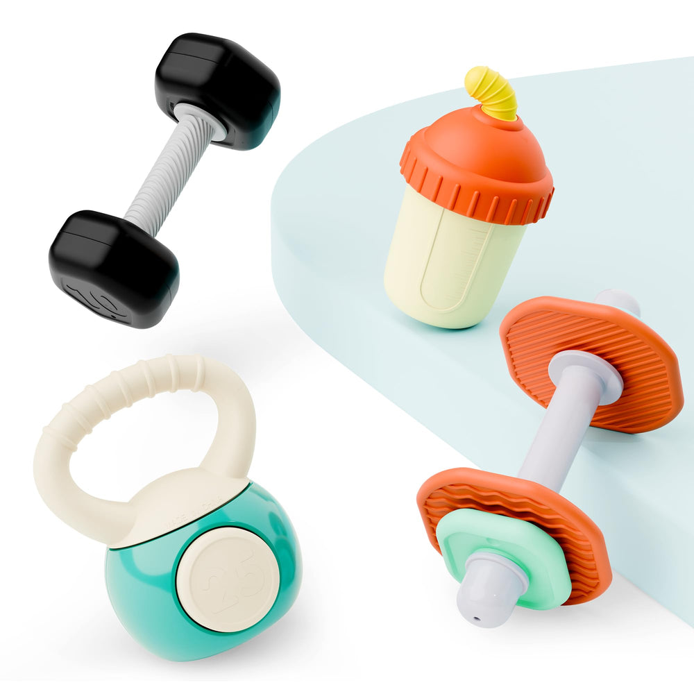 iPlay gym rattle with rounded edges designed for safe, comfortable handling.