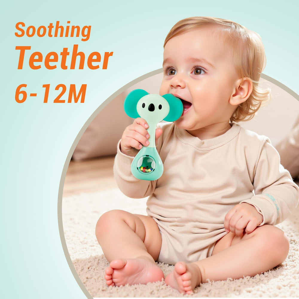 iPlay iLearn close-up teether texture provides gentle relief during teething