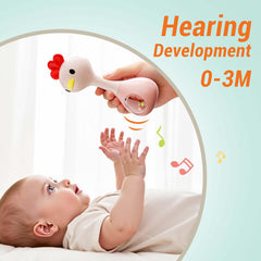 iPlay iLearn contoured grip aiding tiny hands in grasping and shaking