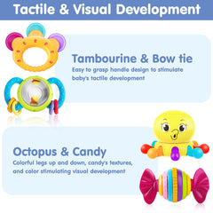 iPlay iLearn bright colors and patterns support eye tracking in babies.
