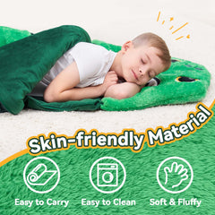 iplay ilearn dinosaur sleeping bag 2-in-1 pillow ideal for cuddling and compact storage