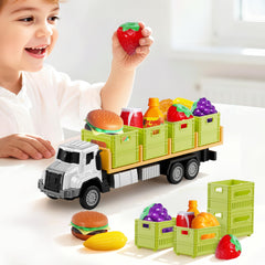 iPlay iLearn friction food transport truck front view highlights durable alloy head for lasting play