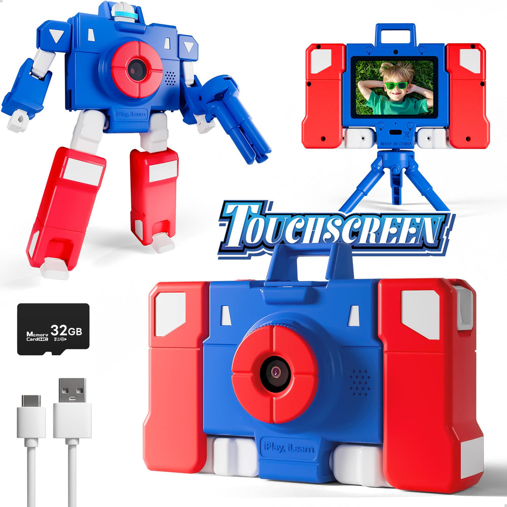 iPlay iLearn kid camera front view highlighting compact travel-friendly design