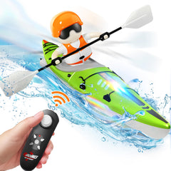 iPlay iLearn kids RC boat in green for engaging water play and control practice.