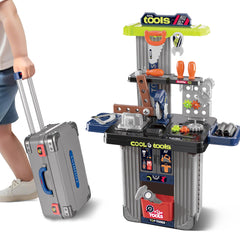 iPlay iLearn tool bench with saw boosts imaginative play and fine motor skills