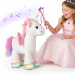 iplay ilearn plush magic unicorn wand showing interactive play with color lights