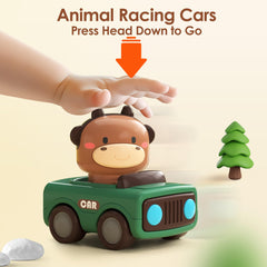 iPlay iLearn press-to-go car side view; sparks curiosity and sensory exploration
