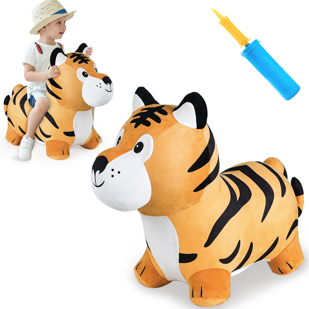 iPlay iLearn tiger hopper toy pump included for quick inflation.