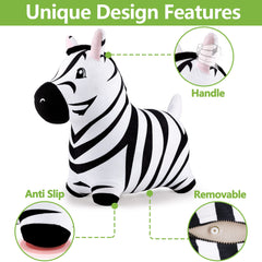 iPlay iLearn Zebra Hopper four-leg stability promotes balanced, confident hopping.