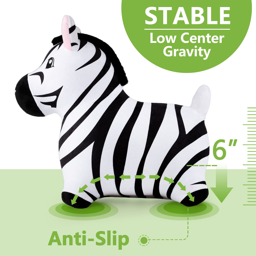 iPlay iLearn Zebra Hopper kid play scene demonstrates versatile indoor and outdoor fun.