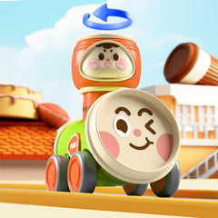 iPlay Press & Go car colorful design drawing attention and stimulating curiosity.