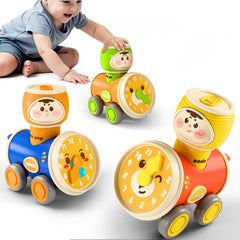 iPlay Press to Go Car head button launches quickly for battery-free play.