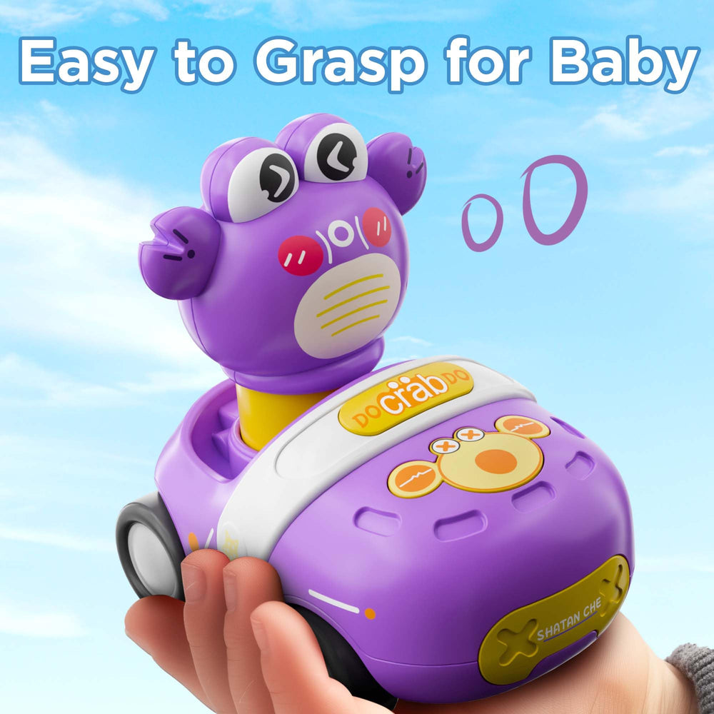 iPlay press-to-go crab car hands-on play encourages crawling practice
