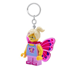 IQ LEGO Butterfly Girl keychain light packaging shows licensed LEGO design