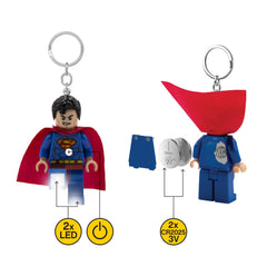 IQ LEGO DC Superman keychain light chest switch for easy on off control.