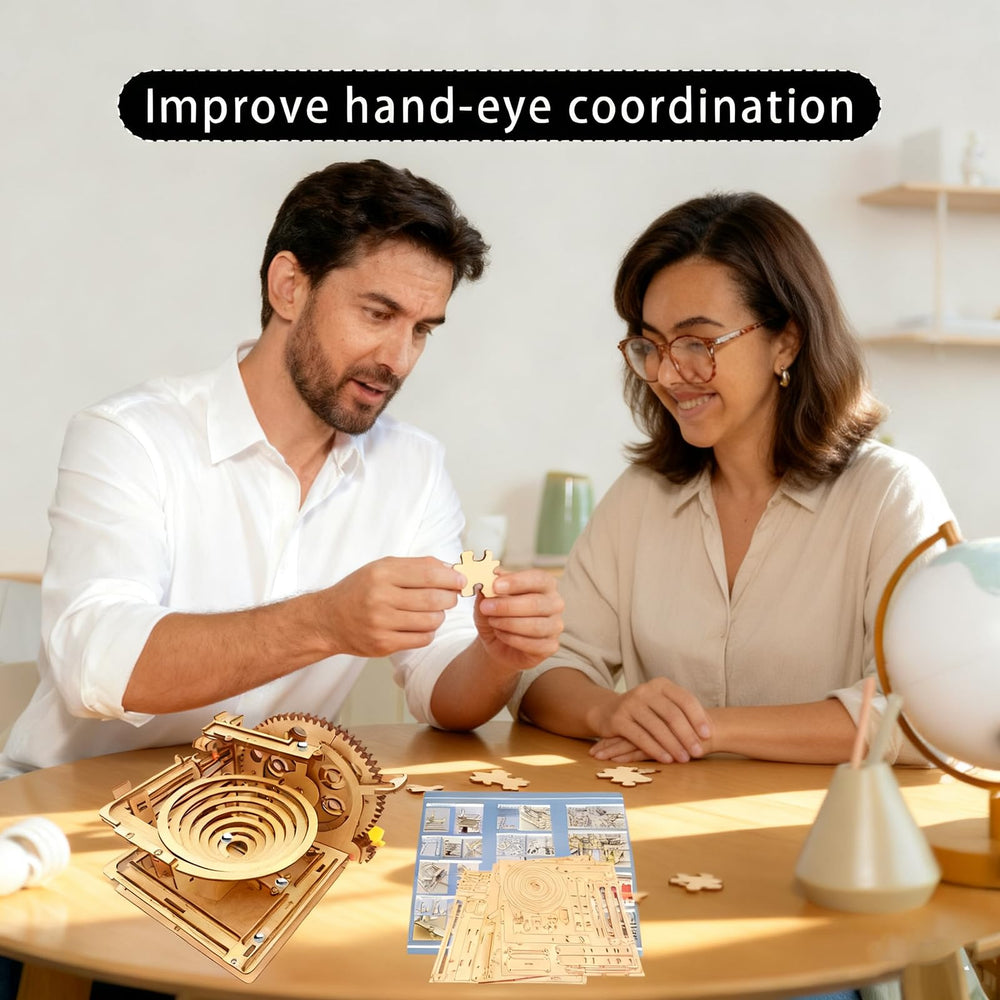 IQIETOY 3D puzzle wooden marble run kit packaging ready for gifting and display