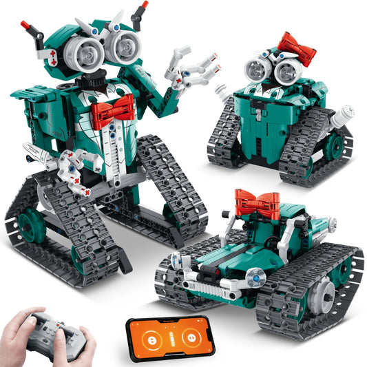 IQKidz 3in1 RC robot front view showcases modular build for hands-on learning and imaginative play.