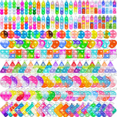 Irnushka 180 PCS Pop Fidget Keychain set with portable sensory fun for kids