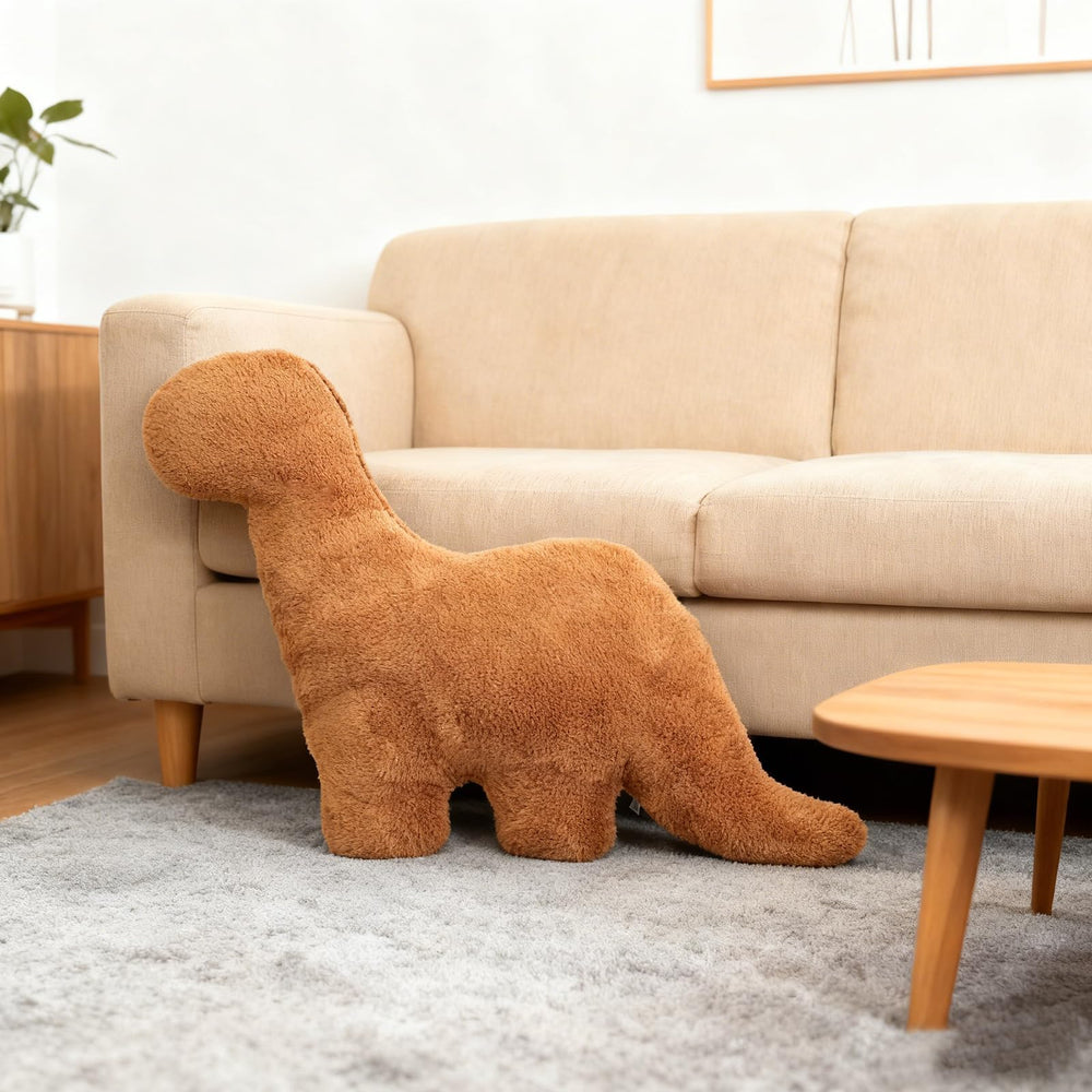 Isaacalyx Tyran Rex style dino nugget pillow, playful bedroom centerpiece