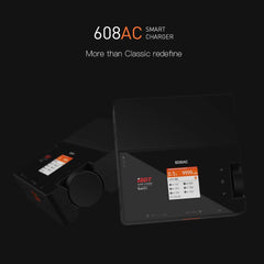 ISDT 608AC detachable power supply allows on-site charging in DC or AC mode.