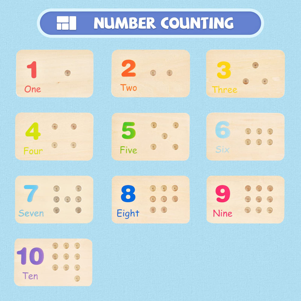 ISMETACU counting peg board with colorful pegs supports counting and pattern recognition.