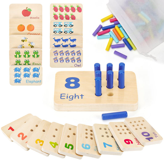 ISMETACU wooden Montessori number blocks for hands-on early numeracy practice.