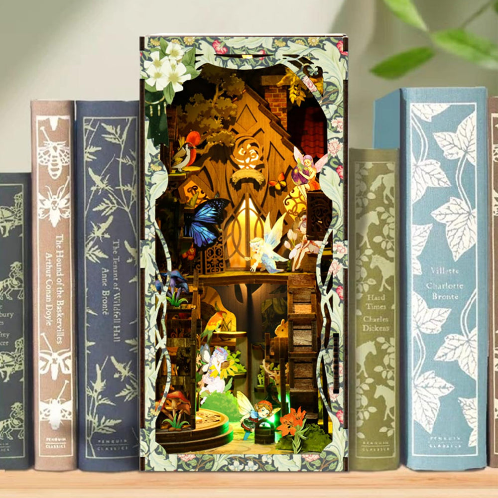 ISSEVE Book Nook Assembled Diorama on Shelf—eye-catching centerpiece.