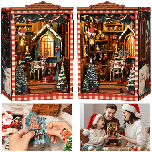 ISSEVE Book Nook Kit Christmas scene for cozy shelf decor