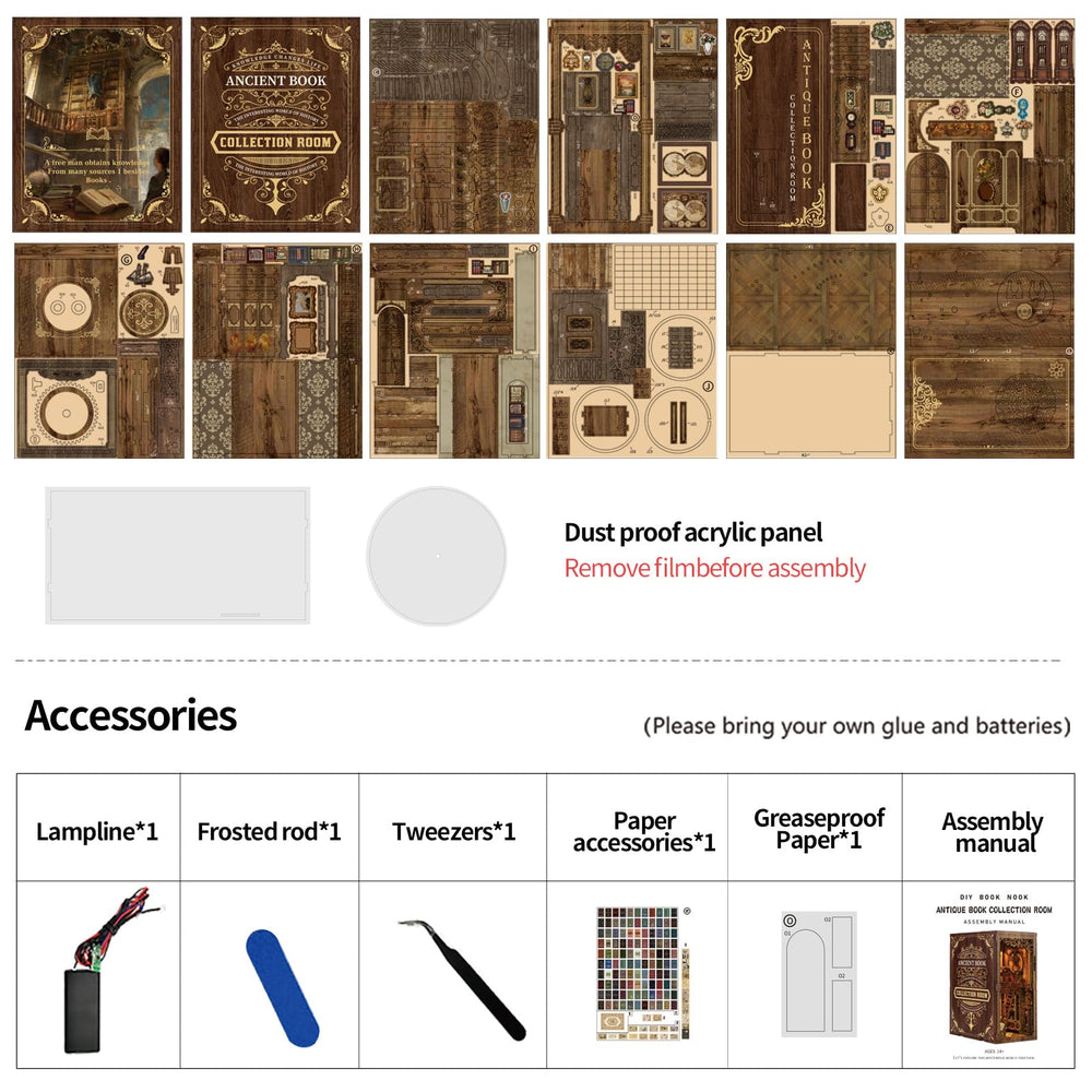ISSEVE Book Nook Kit close-up of laser-cut wooden pieces